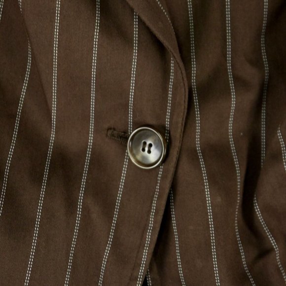 Worthington Stretch VINTAGE Brown Striped PANTSUIT Mixed sz 16 Top/14 Pants 8382 - Picture 6 of 8